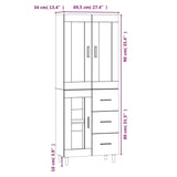 ZNTS Highboard High Gloss White Engineered Wood 3115056