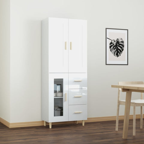 ZNTS Highboard High Gloss White Engineered Wood 3115056