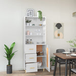 ZNTS Highboard High Gloss White Engineered Wood 3115216