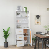 ZNTS Highboard High Gloss White Engineered Wood 3115216
