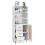 ZNTS Highboard High Gloss White Engineered Wood 3115216