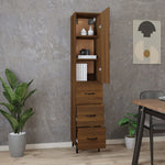 ZNTS Highboard Brown Oak 34.5x34x180 cm Engineered Wood 3115275
