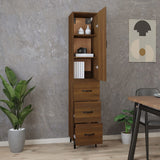 ZNTS Highboard Brown Oak 34.5x34x180 cm Engineered Wood 3115275