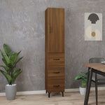 ZNTS Highboard Brown Oak 34.5x34x180 cm Engineered Wood 3115275