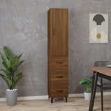 ZNTS Highboard Brown Oak 34.5x34x180 cm Engineered Wood 3115275