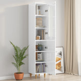ZNTS Highboard High Gloss White 34.5x34x180 cm Engineered Wood 3115344