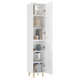 ZNTS Highboard High Gloss White 34.5x34x180 cm Engineered Wood 3115416