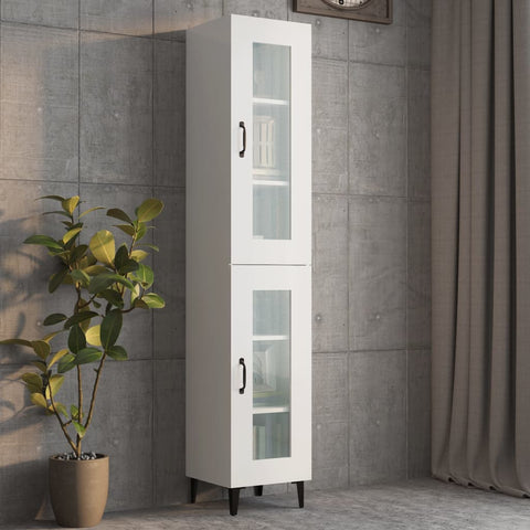 ZNTS Highboard High Gloss White 34.5x34x180 cm Engineered Wood 3115416