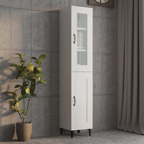 ZNTS Highboard High Gloss White 34.5x34x180 cm Engineered Wood 3115432