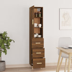 ZNTS Highboard Brown Oak 35x34x180 cm Engineered Wood 3115459