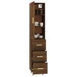 ZNTS Highboard Brown Oak 35x34x180 cm Engineered Wood 3115459