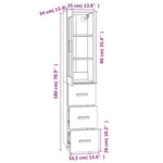 ZNTS Highboard Brown Oak 35x34x180 cm Engineered Wood 3115459