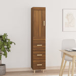 ZNTS Highboard Brown Oak 35x34x180 cm Engineered Wood 3115459