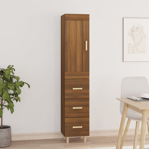 ZNTS Highboard Brown Oak 35x34x180 cm Engineered Wood 3115459