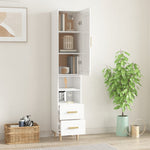 ZNTS Highboard High Gloss White 35x34x180 cm Engineered Wood 3115472
