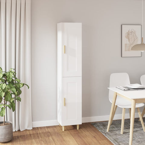 ZNTS Highboard High Gloss White 35x34x180 cm Engineered Wood 3115520