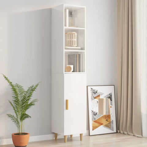 ZNTS Highboard High Gloss White 34.5x34x180 cm Engineered Wood 3115536