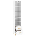 ZNTS Highboard High Gloss White 34.5x34x180 cm Engineered Wood 3115568