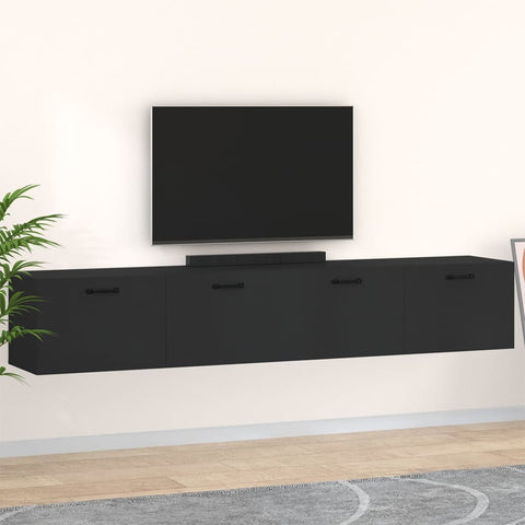 ZNTS Wall Cabinets 2 pcs Black 100x36.5x35 cm Engineered Wood 3115669
