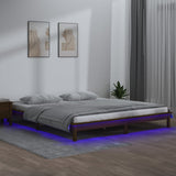 ZNTS LED Bed Frame Honey Brown 140x200 cm Solid Wood 820609