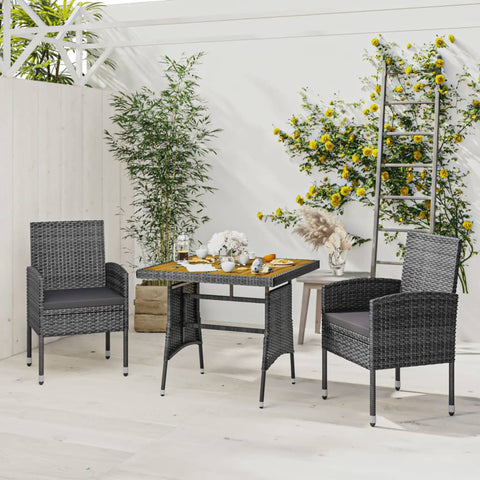 ZNTS 3 Piece Outdoor Dining Set Poly Rattan Grey 3120094