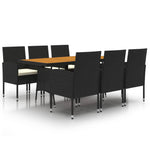 ZNTS 7 Piece Outdoor Dining Set Poly Rattan Black 3120108