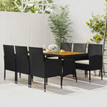 ZNTS 7 Piece Outdoor Dining Set Poly Rattan Black 3120108