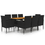 ZNTS 9 Piece Outdoor Dining Set Poly Rattan Black 3120110