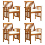 ZNTS Garden Dining Chairs 4 pcs with Cushions Solid Wood Acacia 3120444