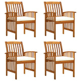 ZNTS Garden Dining Chairs 4 pcs with Cushions Solid Wood Acacia 3120444