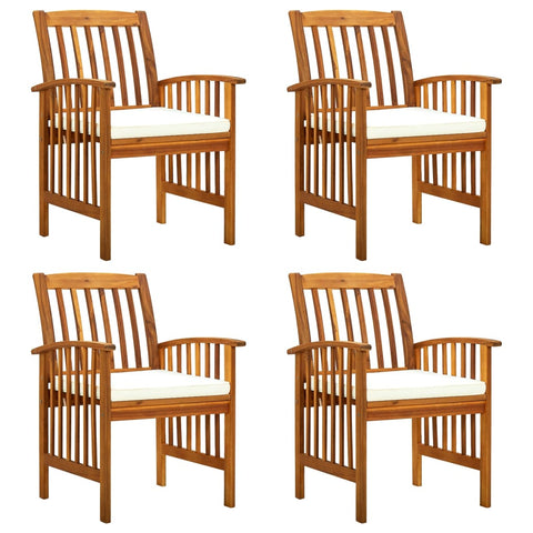 ZNTS Garden Dining Chairs 4 pcs with Cushions Solid Wood Acacia 3120444