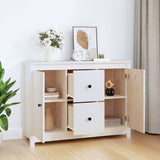 ZNTS Sideboard White 100x35x74 cm Solid Wood Pine 814565