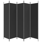 ZNTS 5-Panel Room Divider Black 250x200 cm Fabric 350189
