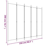ZNTS 5-Panel Room Divider Black 250x200 cm Fabric 350189