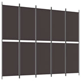 ZNTS 6-Panel Room Divider Brown 300x220 cm Fabric 350255