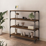 ZNTS Book Cabinet Brown Oak 100x33x100 cm Engineered Wood and Steel 819361
