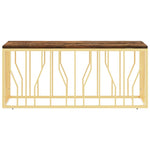 ZNTS Coffee Table Gold Stainless Steel and Solid Wood Reclaimed 350054