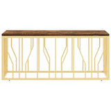 ZNTS Coffee Table Gold Stainless Steel and Solid Wood Reclaimed 350054