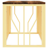 ZNTS Coffee Table Gold Stainless Steel and Solid Wood Reclaimed 350054