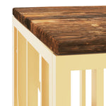 ZNTS Coffee Table Gold Stainless Steel and Solid Wood Reclaimed 350054