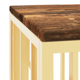 ZNTS Coffee Table Gold Stainless Steel and Solid Wood Reclaimed 350054