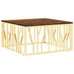 ZNTS Coffee Table Gold Stainless Steel and Solid Wood Reclaimed 350062