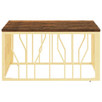 ZNTS Coffee Table Gold Stainless Steel and Solid Wood Reclaimed 350062
