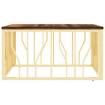 ZNTS Coffee Table Gold Stainless Steel and Solid Wood Reclaimed 350062