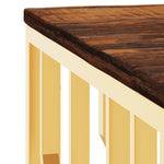 ZNTS Coffee Table Gold Stainless Steel and Solid Wood Reclaimed 350062