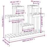 ZNTS Plant Stand Grey 104.5x25x77.5 cm Solid Wood Pine 822099