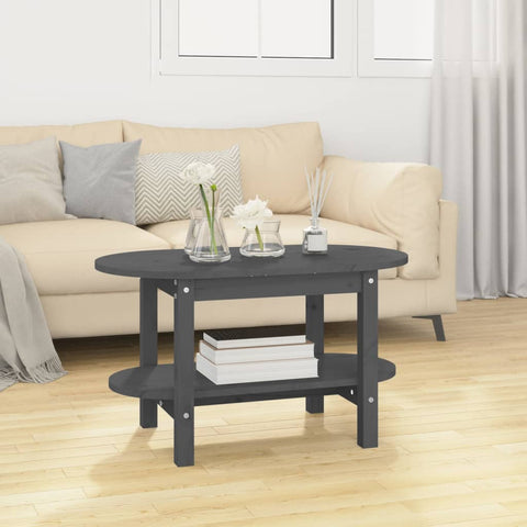 ZNTS Coffee Table Grey 80x45x45 cm Solid Wood Pine 822294