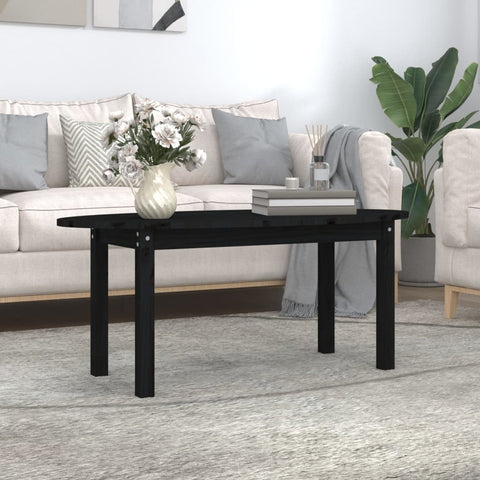 ZNTS Coffee Table Black 110x55x45 cm Solid Wood Pine 822346