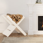 ZNTS Log Holder White 47x39.5x48 cm Solid Wood Pine 822448