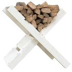 ZNTS Log Holder White 47x39.5x48 cm Solid Wood Pine 822448